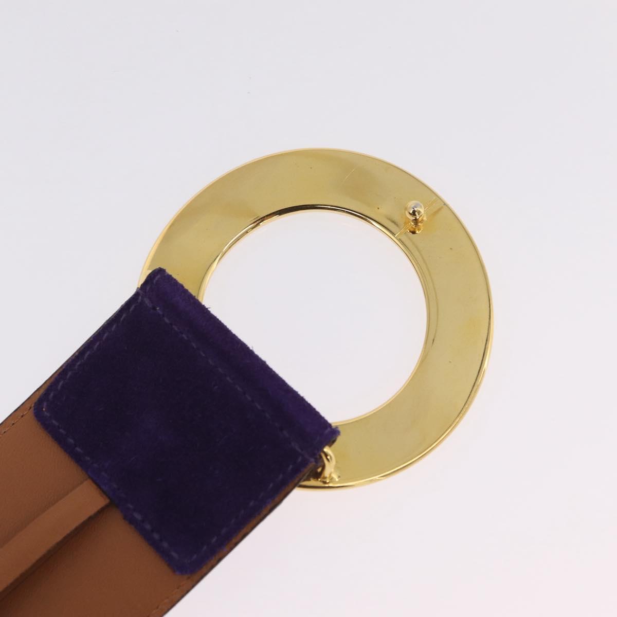 CELINE Belt Leather Purple Gold Auth 208323V