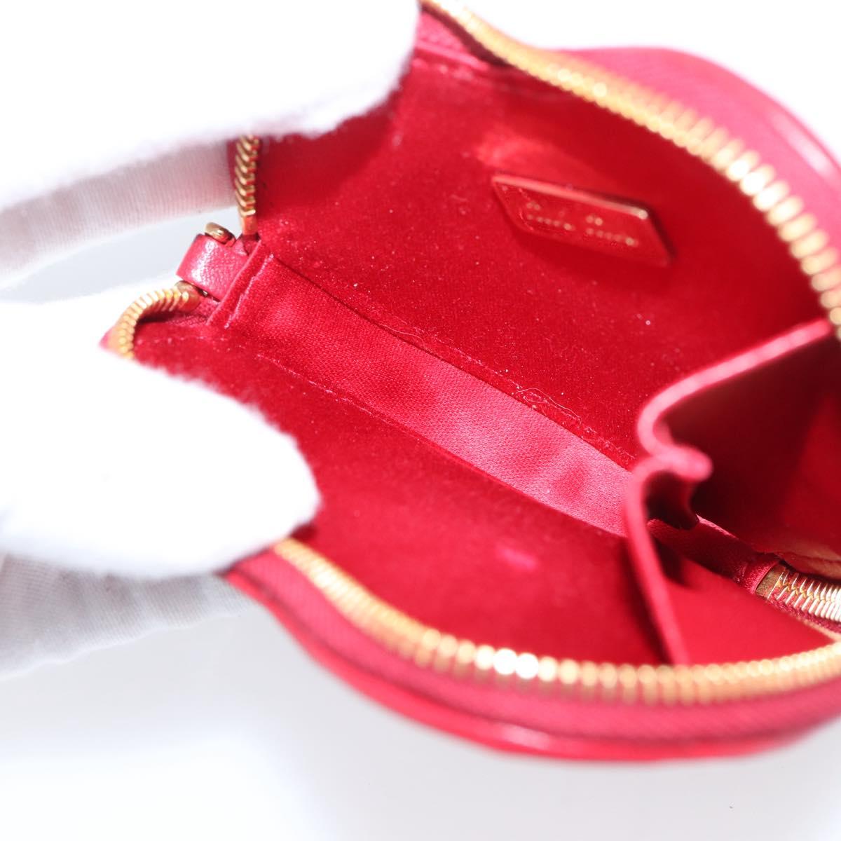Miu Miu Matelasse Coin Purse Leather Red Gold Auth 208324M