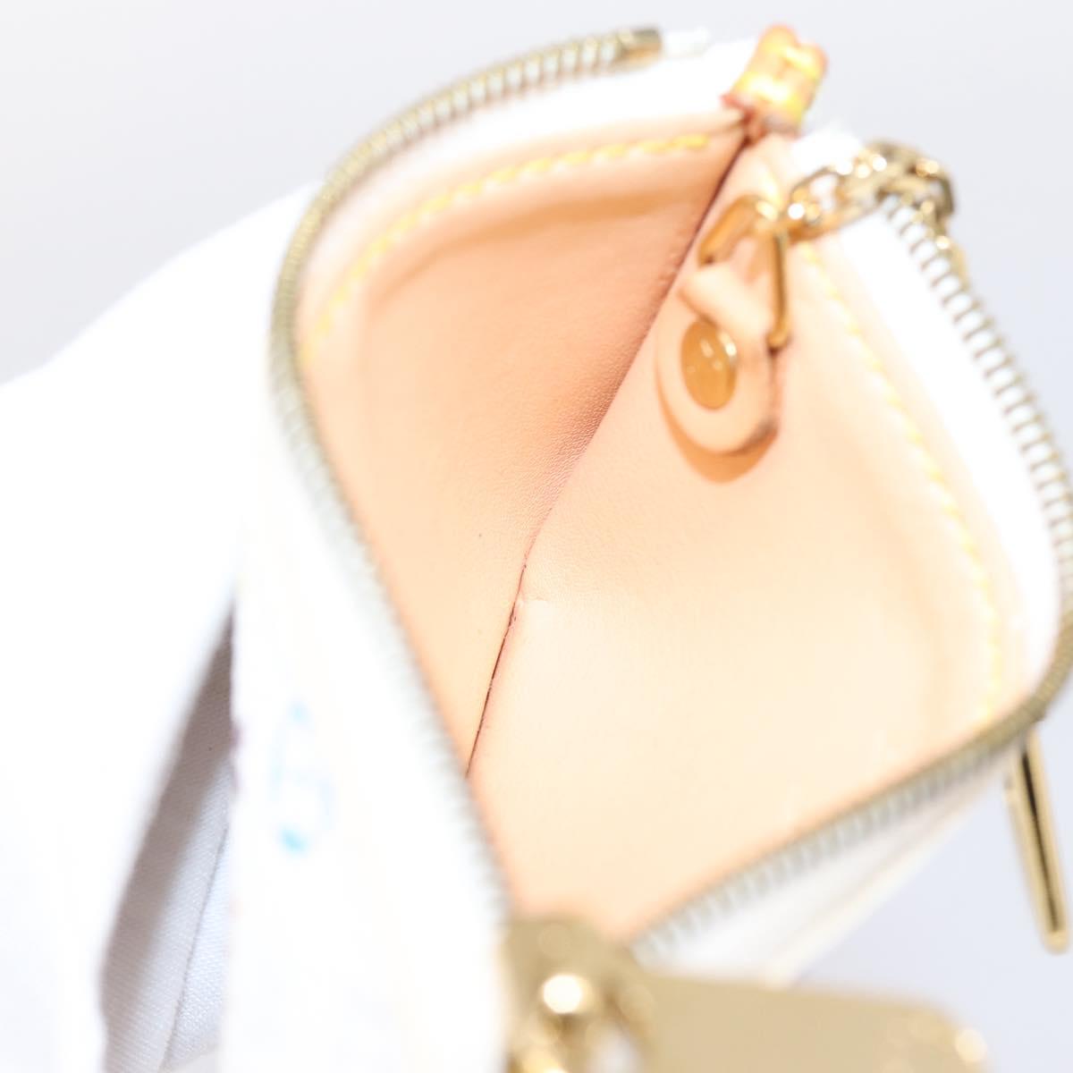LOUIS VUITTON Monogram Multicolor Pochette Cles Purse White M92655 Auth 208328V