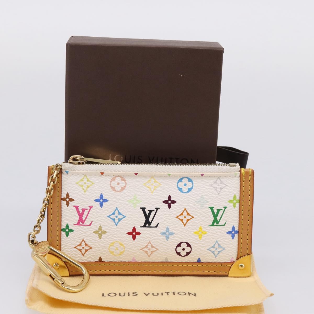 LOUIS VUITTON Monogram Multicolor Pochette Cles Purse White M92655 Auth 208328V
