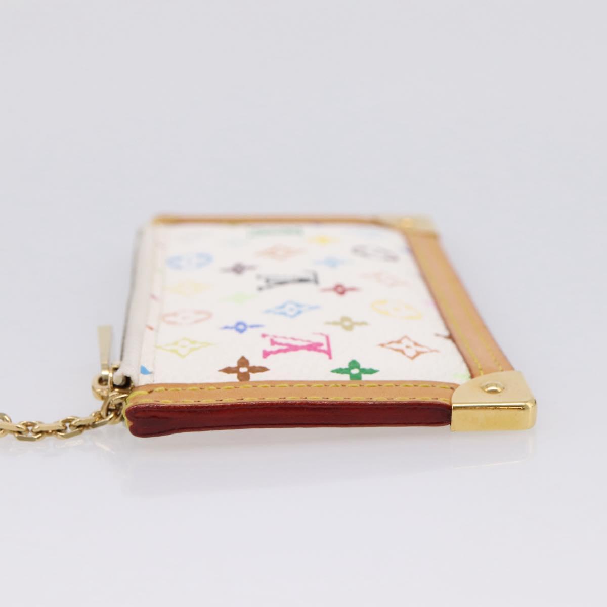 LOUIS VUITTON Monogram Multicolor Pochette Cles Purse White M92655 Auth 208328V