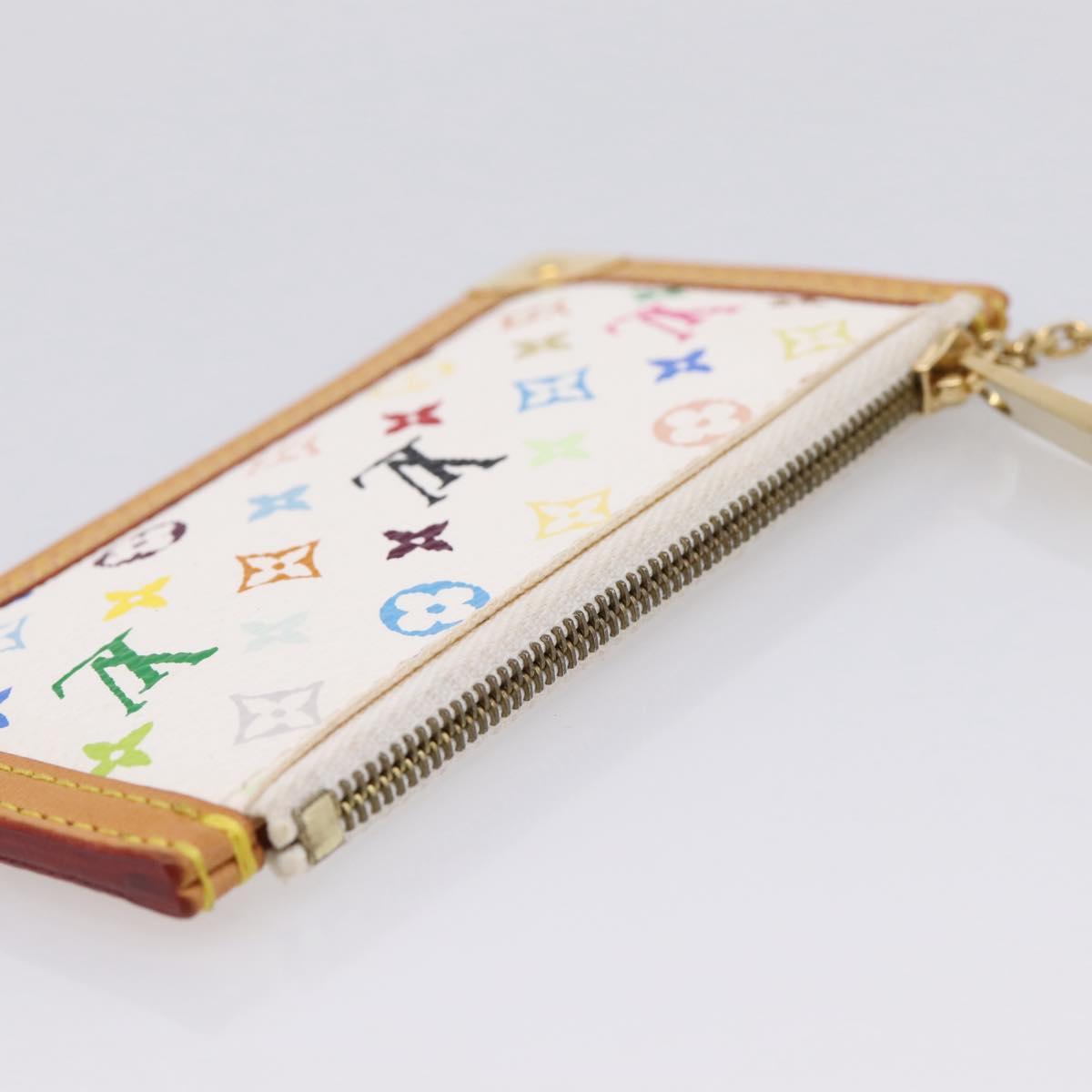 LOUIS VUITTON Monogram Multicolor Pochette Cles Purse White M92655 Auth 208328V