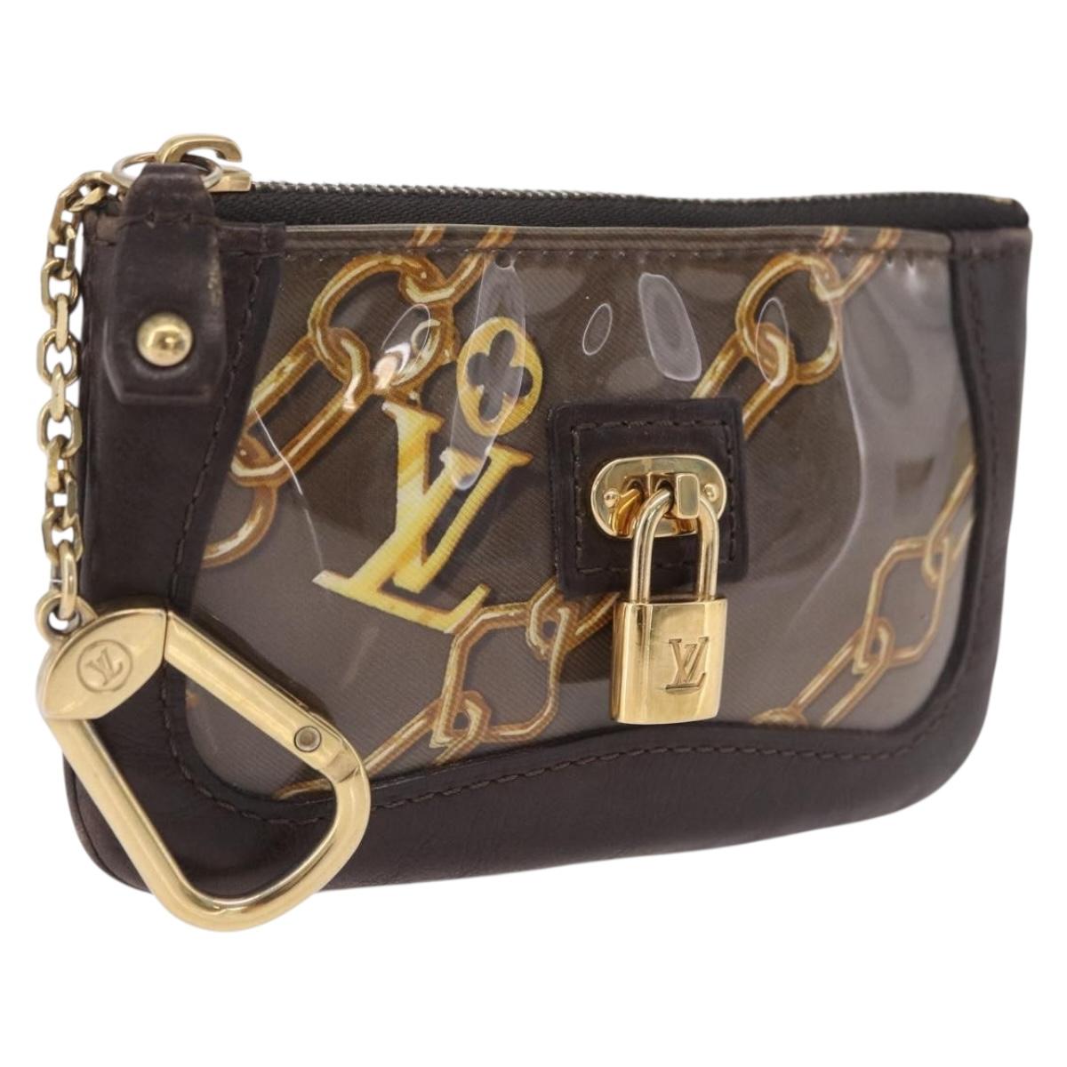 LOUIS VUITTON Monogram Charm Pochette Cles Purse Brown White M95164 Auth 208330A