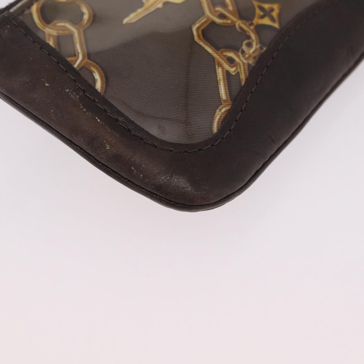 LOUIS VUITTON Monogram Charm Pochette Cles Purse Brown White M95164 Auth 208330A