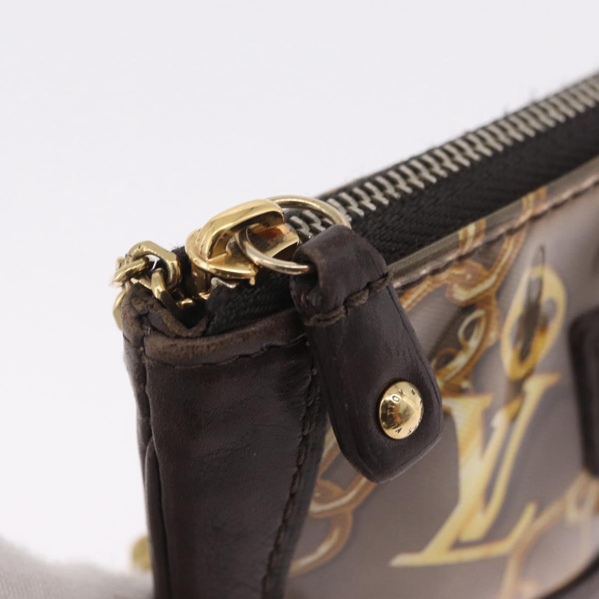 LOUIS VUITTON Monogram Charm Pochette Cles Purse Brown White M95164 Auth 208330A