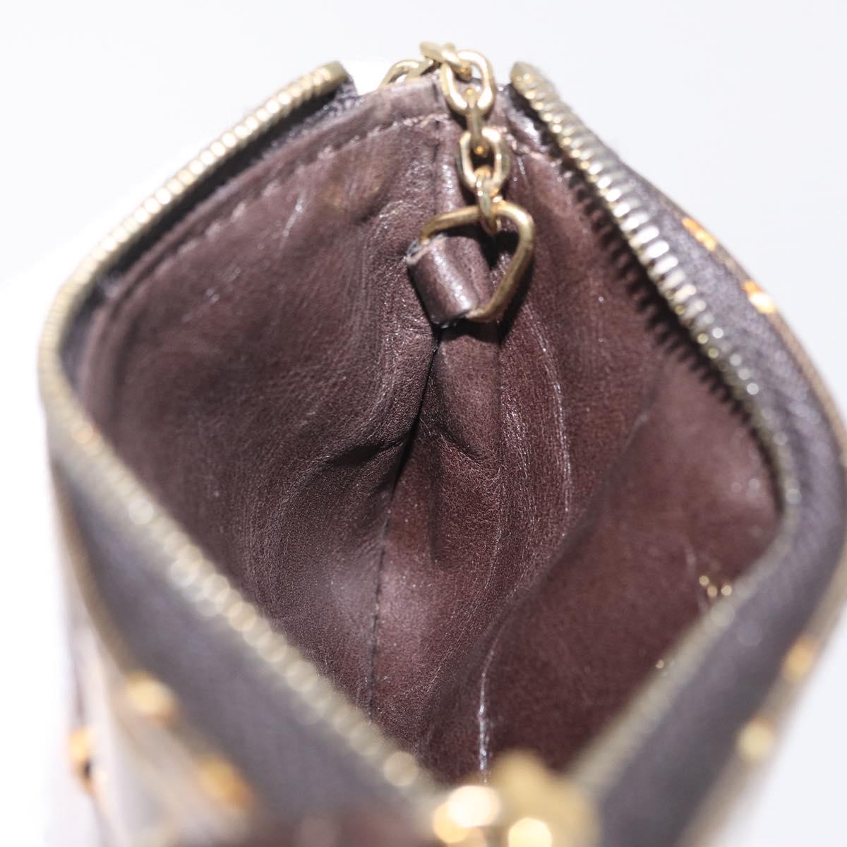 LOUIS VUITTON Monogram Charm Pochette Cles Purse Brown White M95164 Auth 208330A