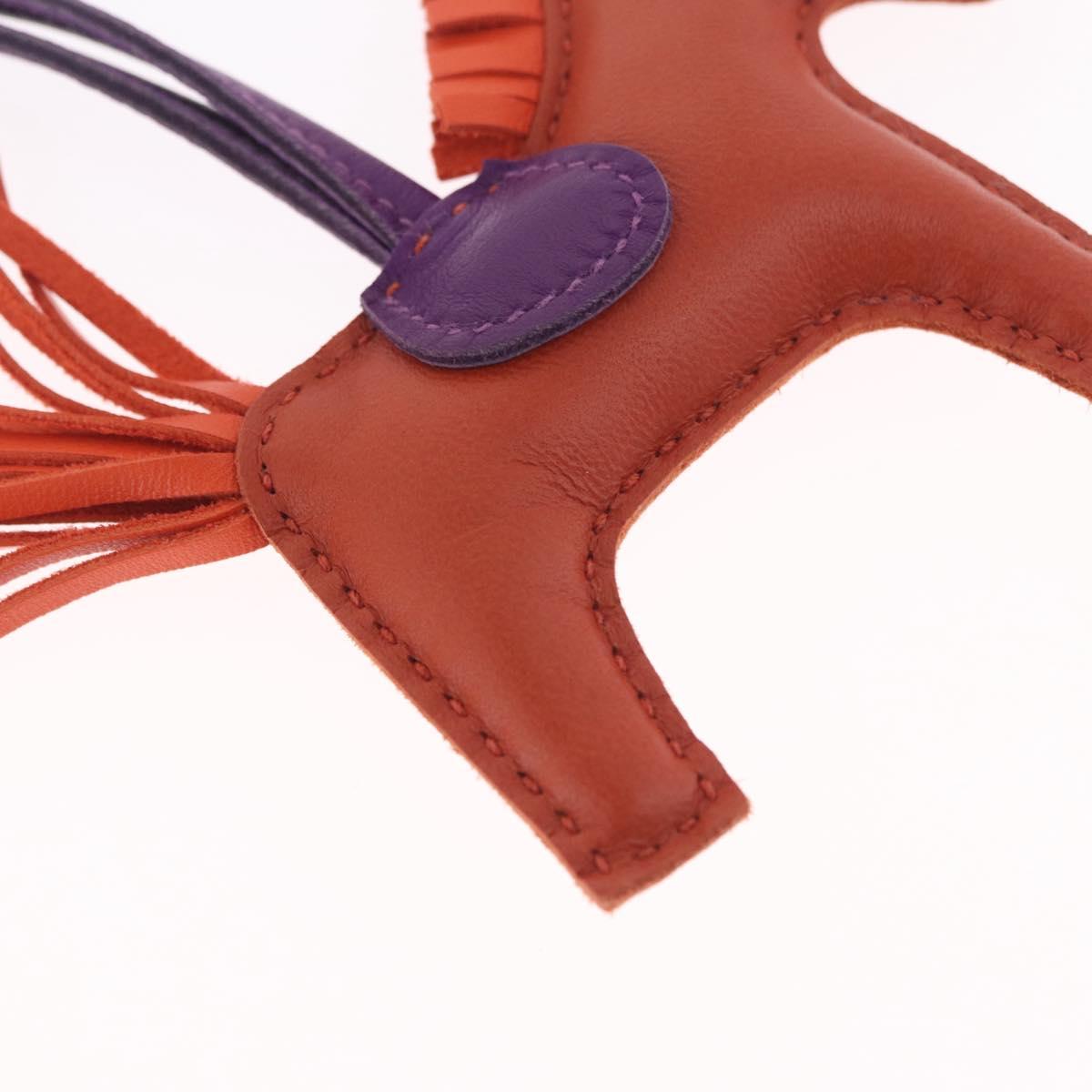 HERMES Rodeo PM Charm Leather Orange Purple Auth 208336M
