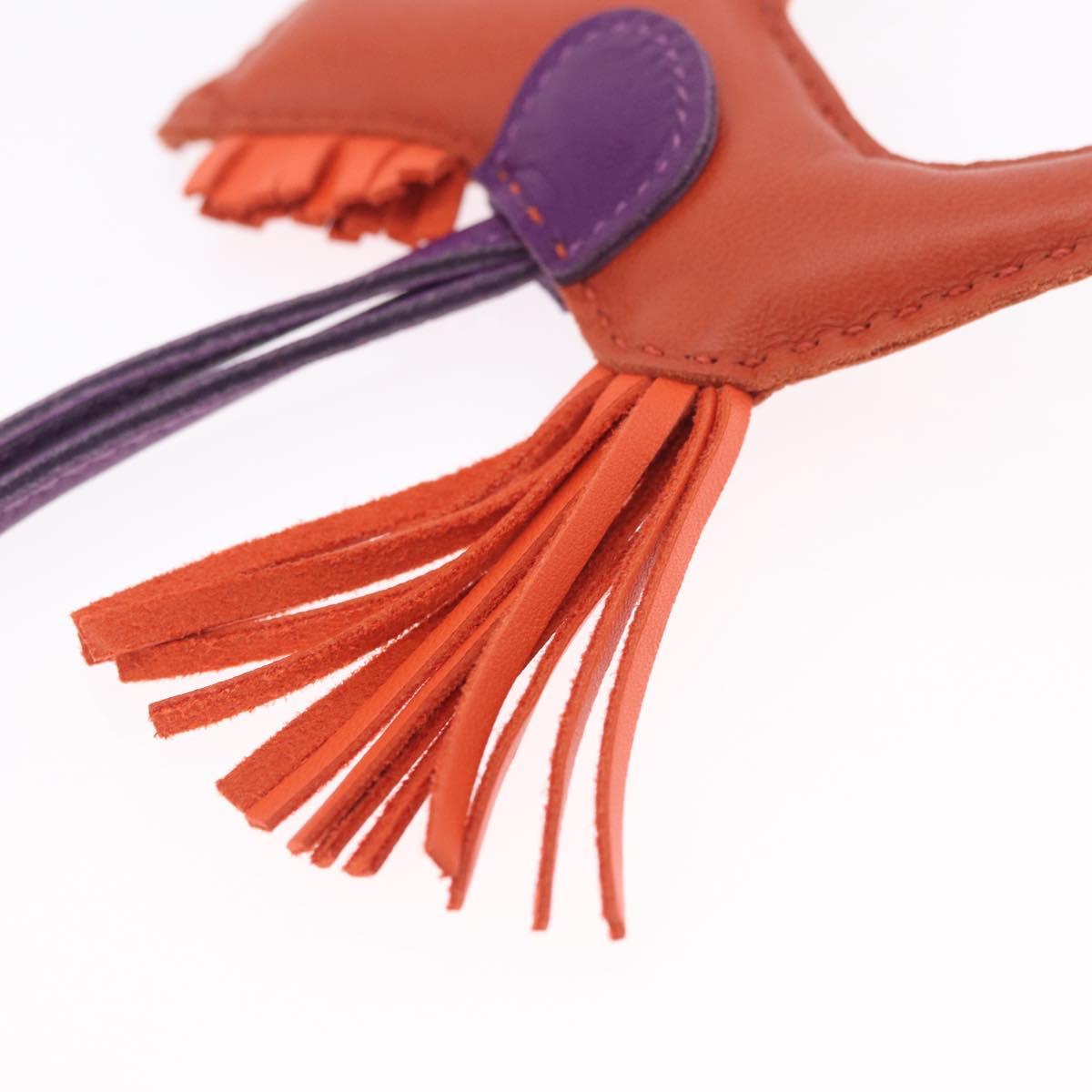 HERMES Rodeo PM Charm Leather Orange Purple Auth 208336M