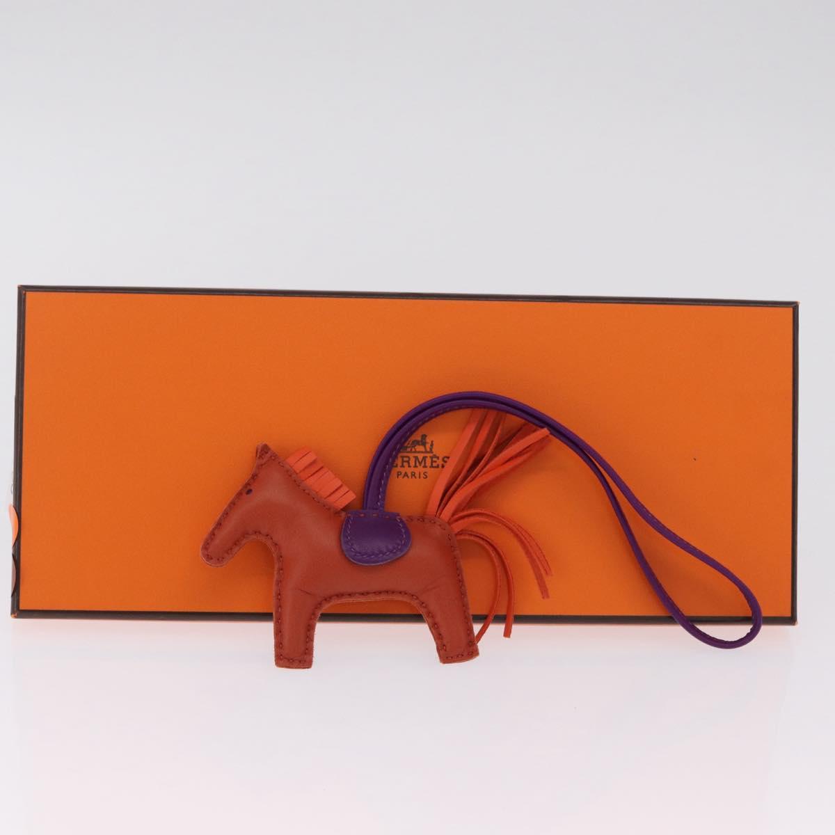 HERMES Rodeo PM Charm Leather Orange Purple Auth 208336M