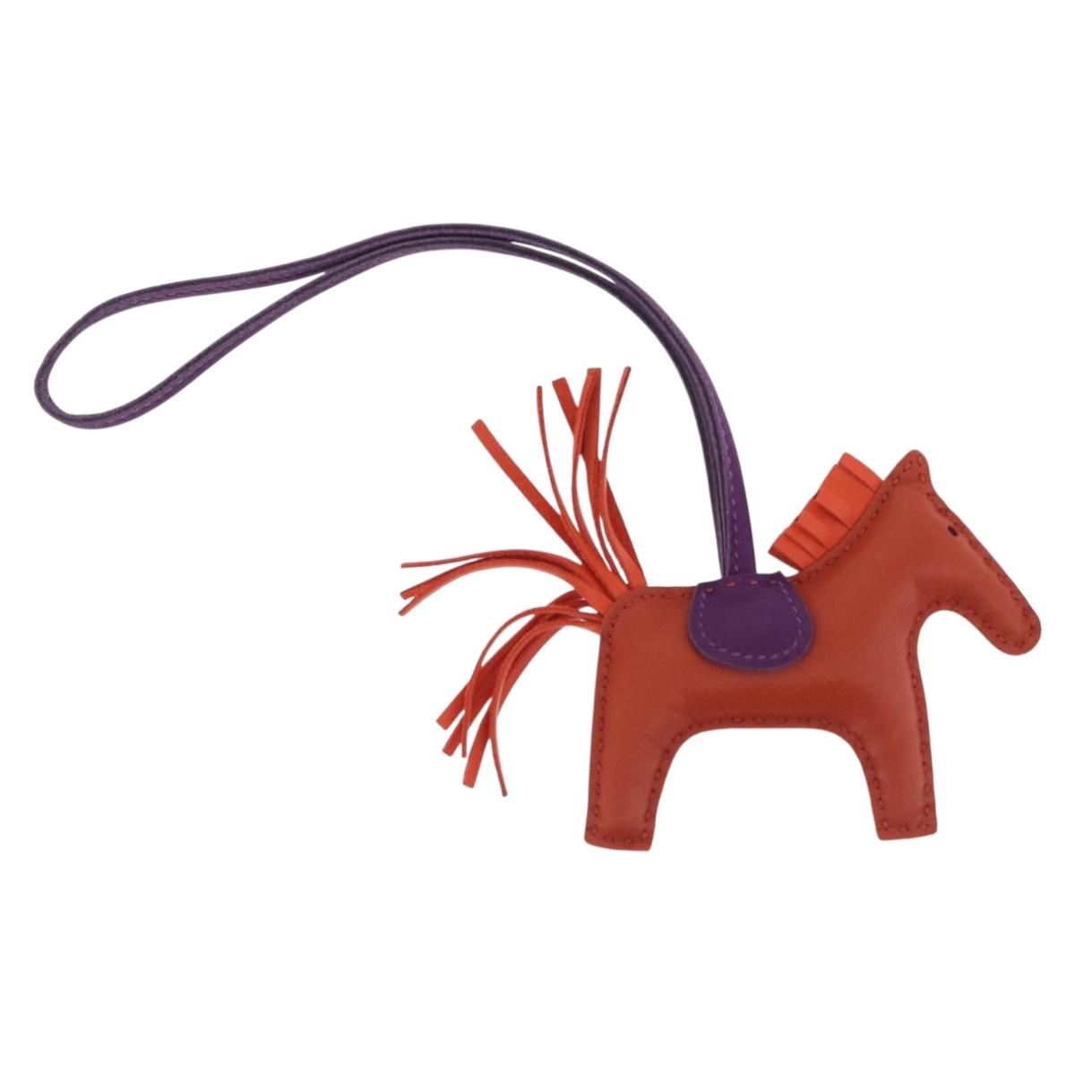 HERMES Rodeo PM Charm Leather Orange Purple Auth 208336M