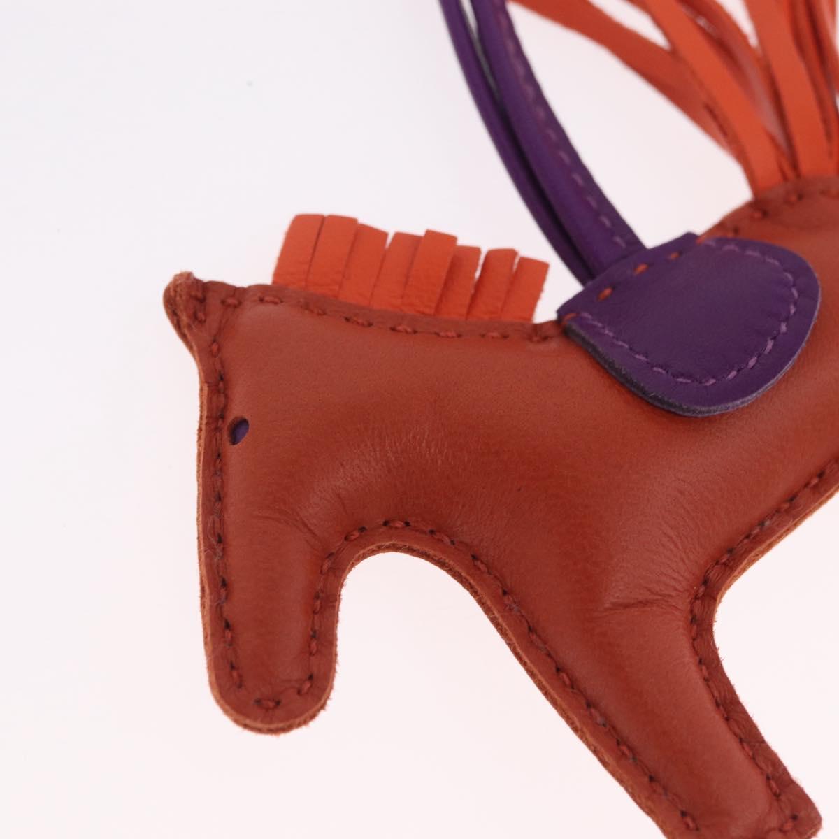 HERMES Rodeo PM Charm Leather Orange Purple Auth 208336M