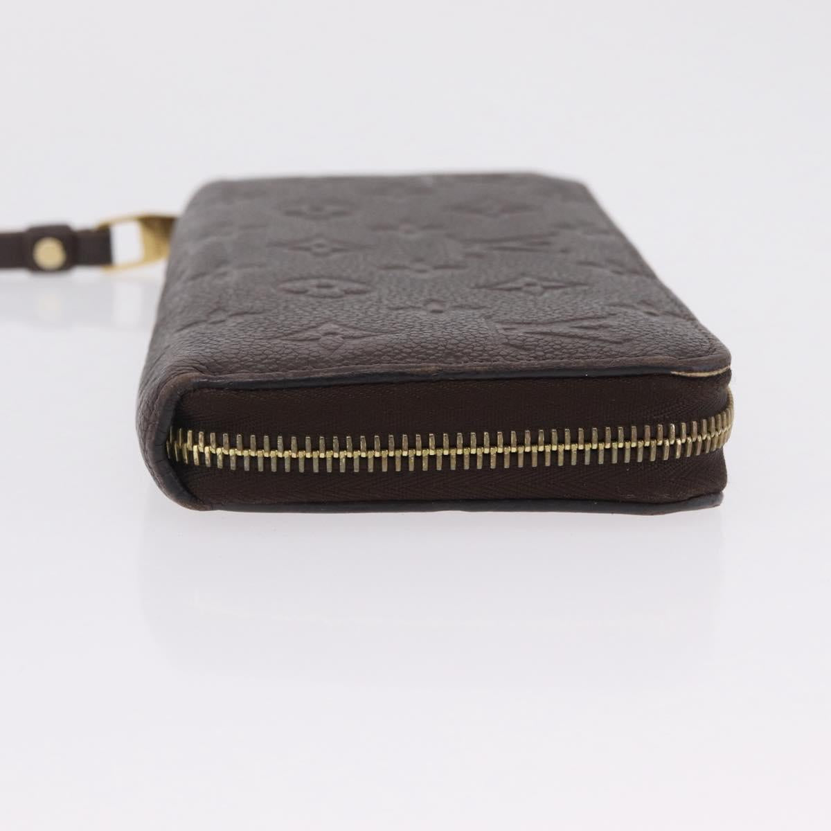 LOUIS VUITTON Monogram Empreinte Zippy Wallet Dark Brown M60548 LV Auth 208340