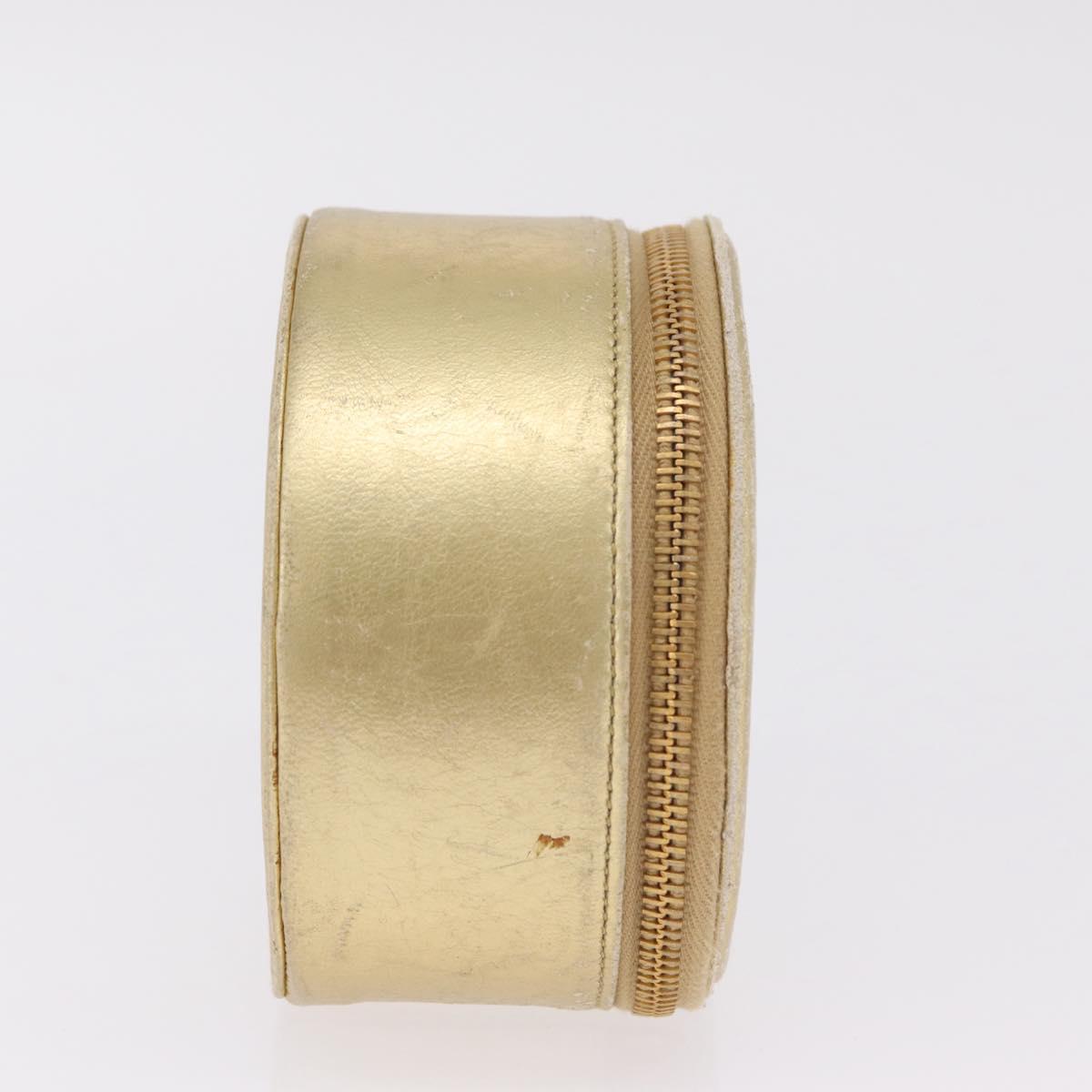 CHANEL COCO Mark Jewelry Box Leather Gold CC Auth 208346