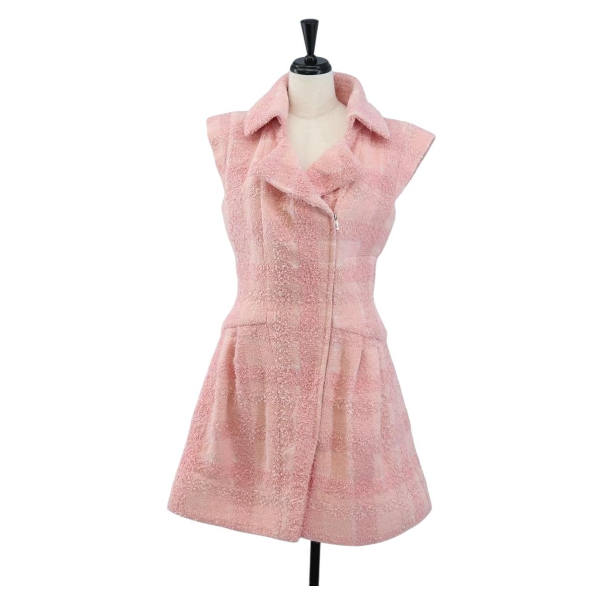 CHANEL One Piece Dress Tweed 36 Pink CC Auth 208357M
