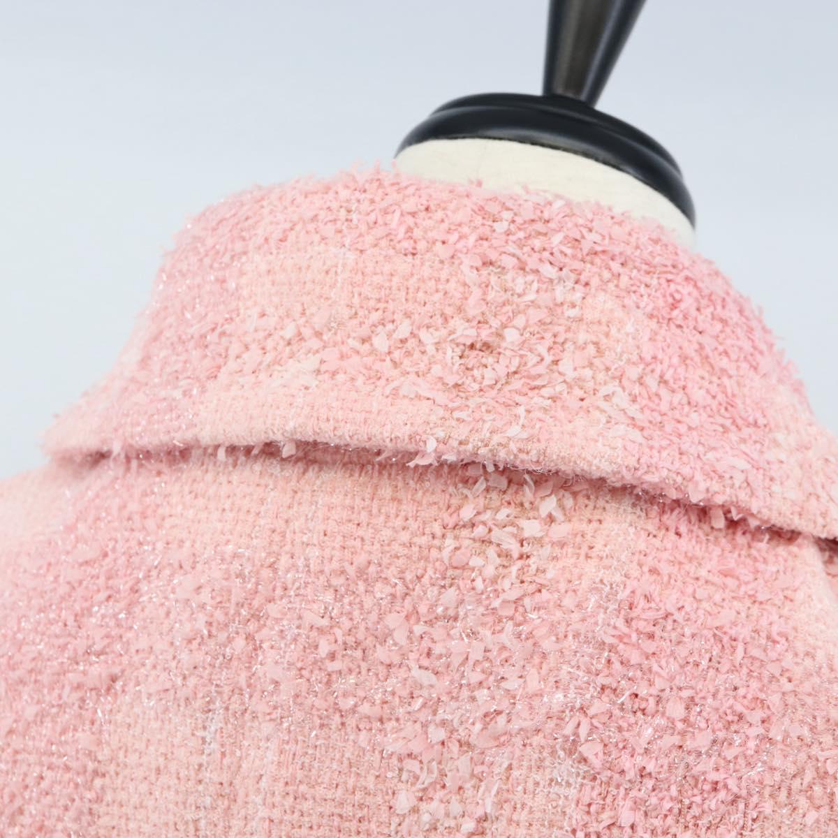 CHANEL One Piece Dress Tweed 36 Pink CC Auth 208357M
