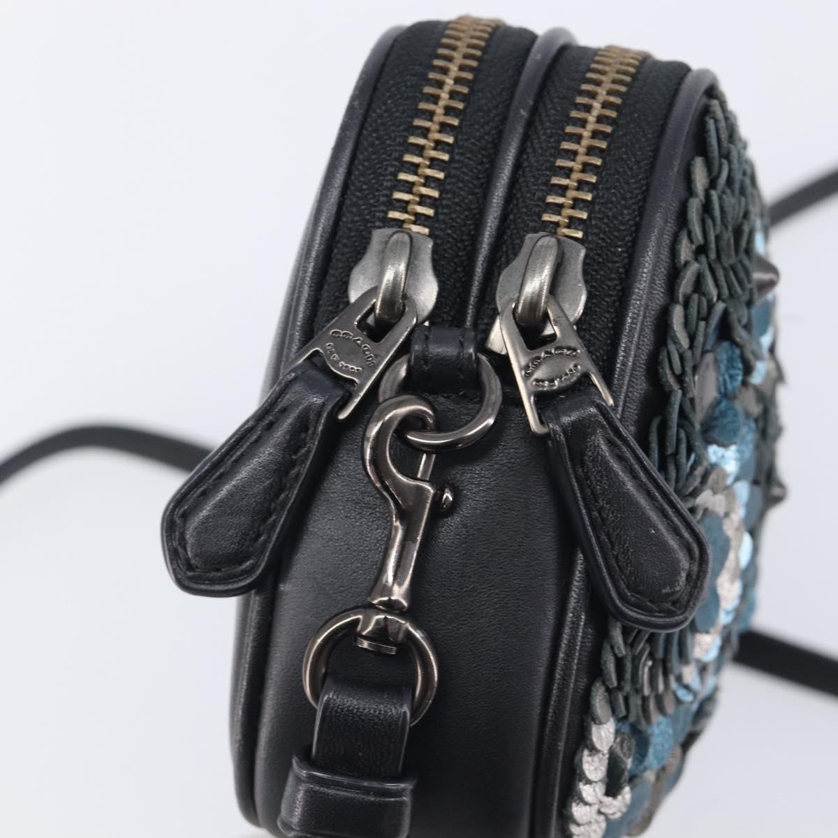 Coach Shoulder Bag Leather Black Auth 208362A