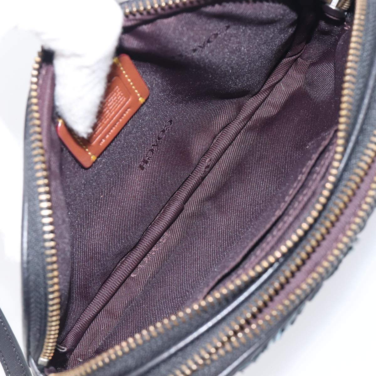 Coach Shoulder Bag Leather Black Auth 208362A