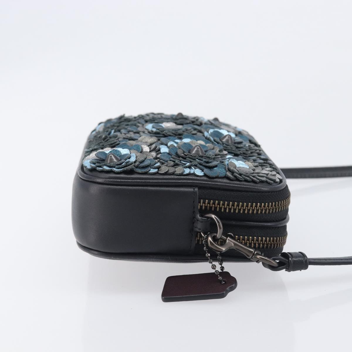 Coach Shoulder Bag Leather Black Auth 208362A