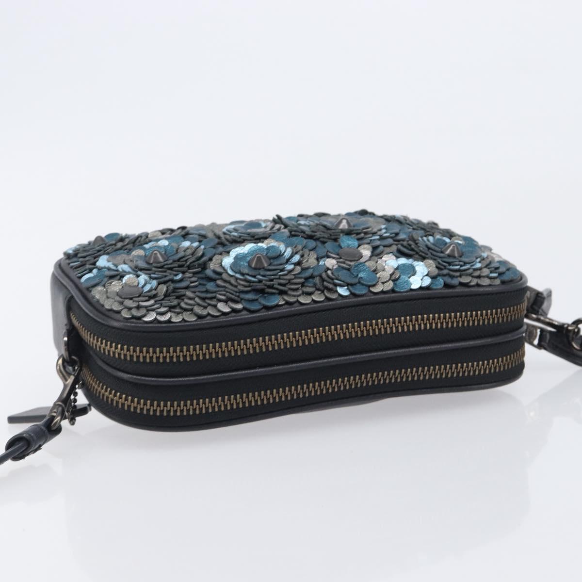 Coach Shoulder Bag Leather Black Auth 208362A