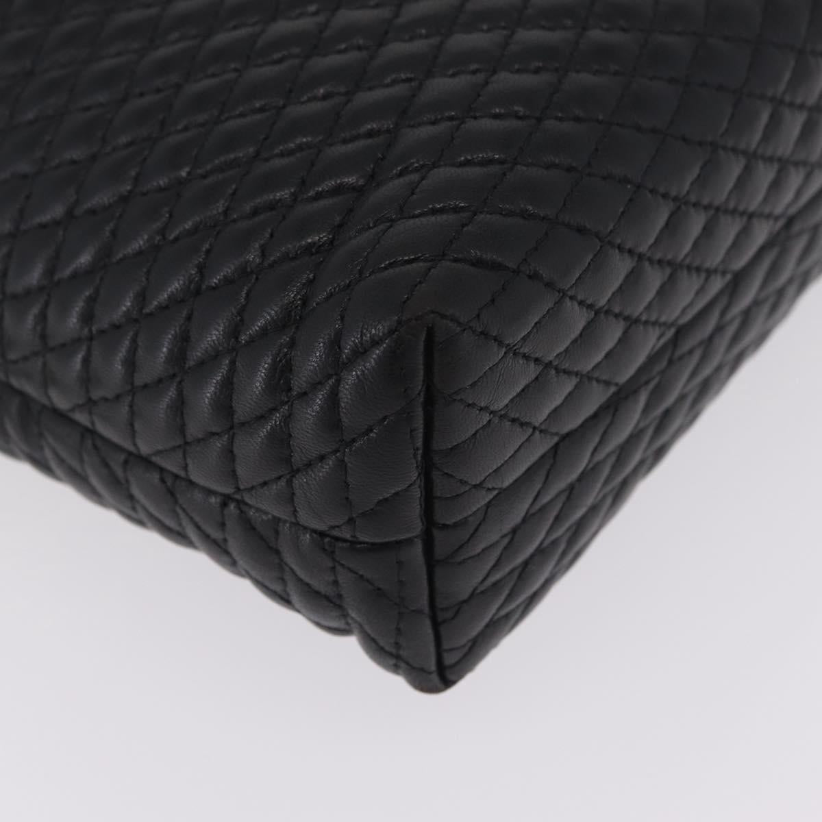 Bally Hand Bag Leather Black Gold Auth 208371A