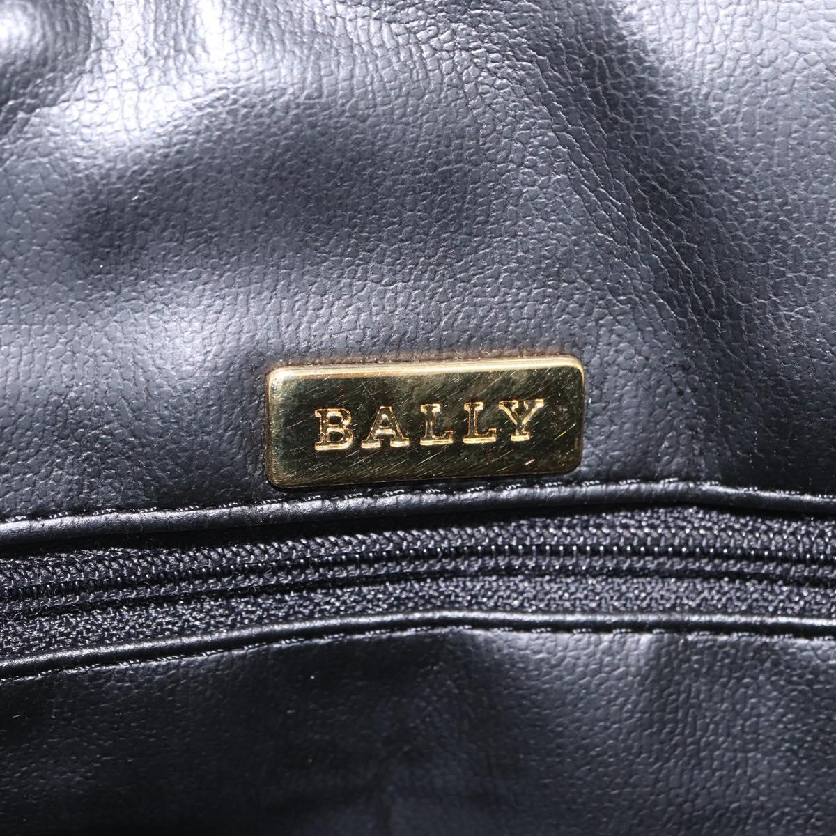 Bally Hand Bag Leather Black Gold Auth 208371A