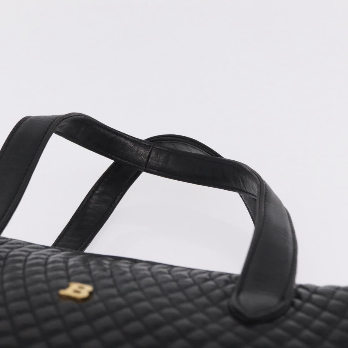 Bally Hand Bag Leather Black Gold Auth 208371A
