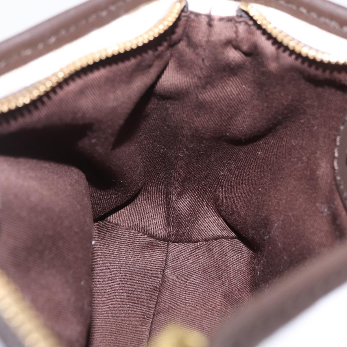 HUNTING WORLD Shoulder Bag Canvas Beige Gold Auth 208372