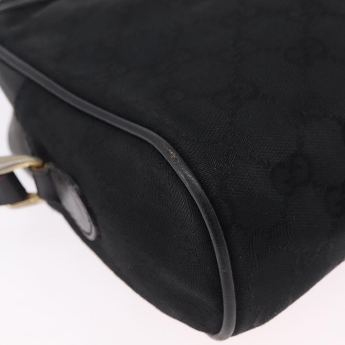 GUCCI GG Canvas Web Sherry Line Shoulder Bag Black Gold Auth 208373