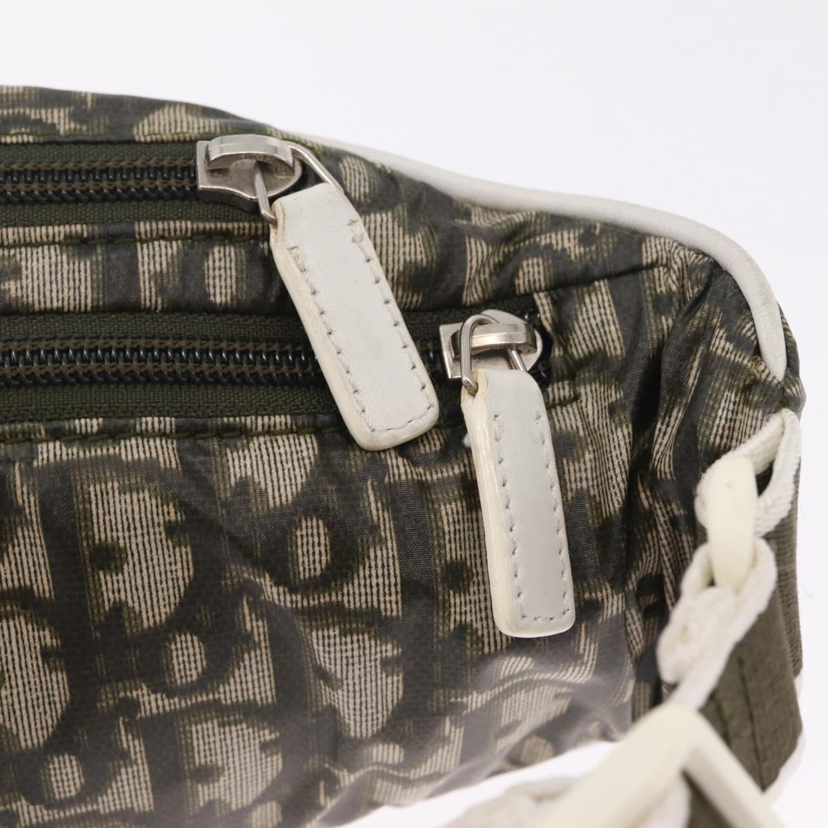 Christian Dior Trotter Body Bag Nylon Khaki Silver Auth 208377V