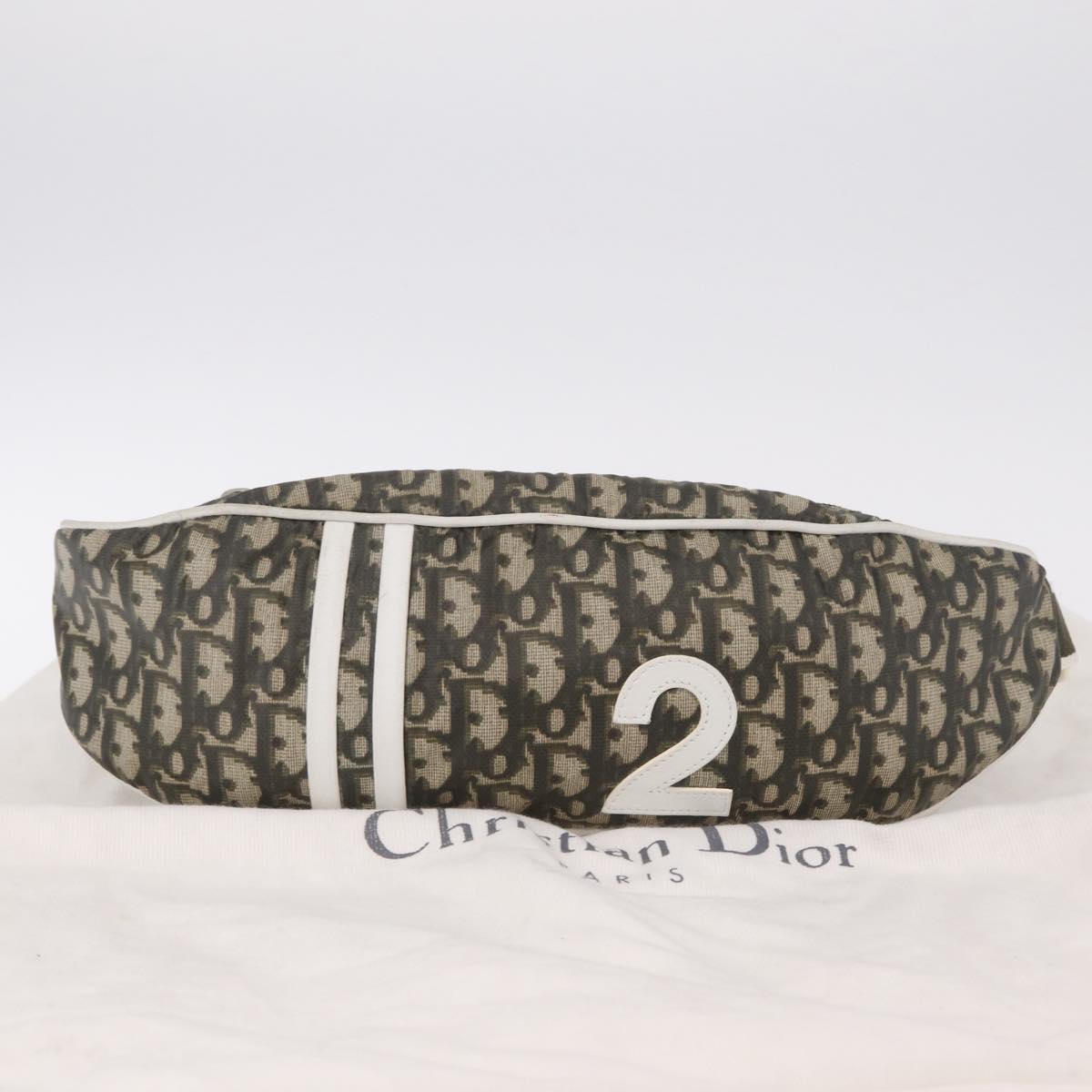 Christian Dior Trotter Body Bag Nylon Khaki Silver Auth 208377V