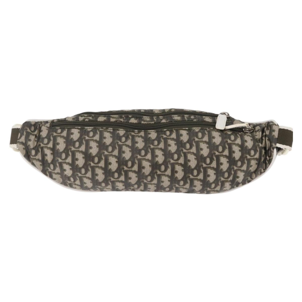 Christian Dior Trotter Body Bag Nylon Khaki Silver Auth 208377V