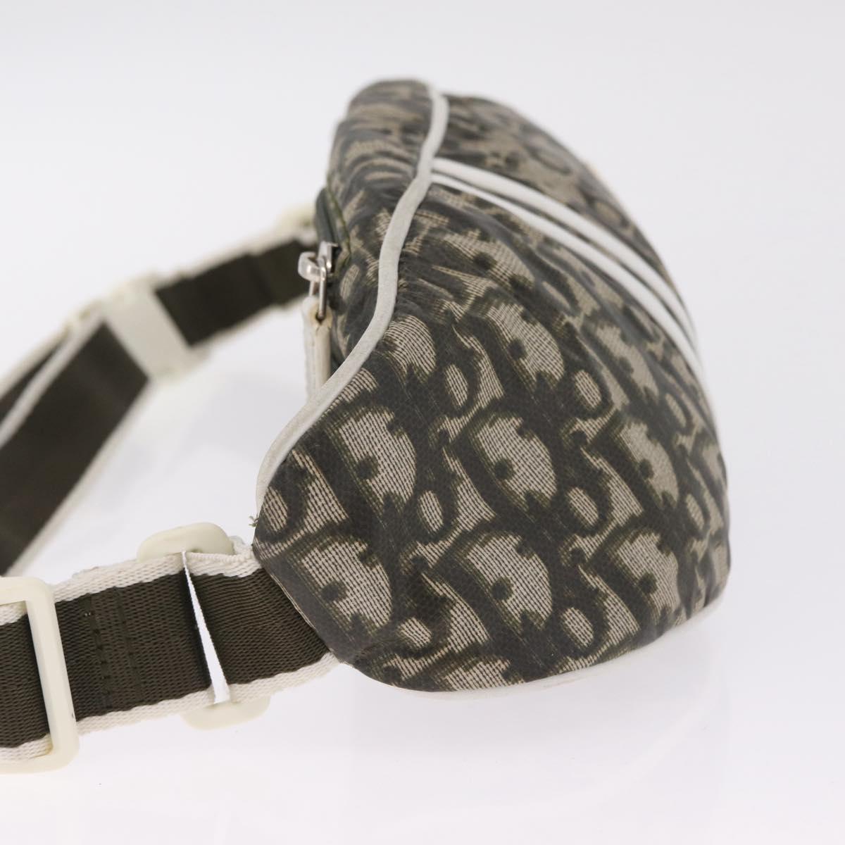 Christian Dior Trotter Body Bag Nylon Khaki Silver Auth 208377V