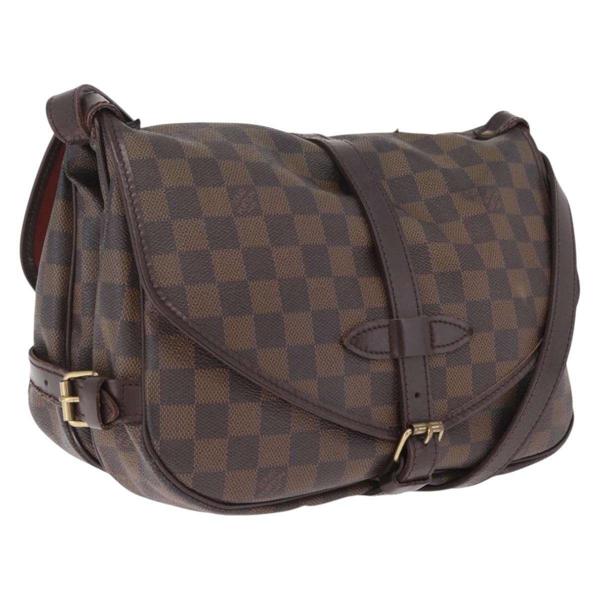 LOUIS VUITTON Damier Ebene Saumur 30 Shoulder Bag SPO N48081 LV Auth 208385
