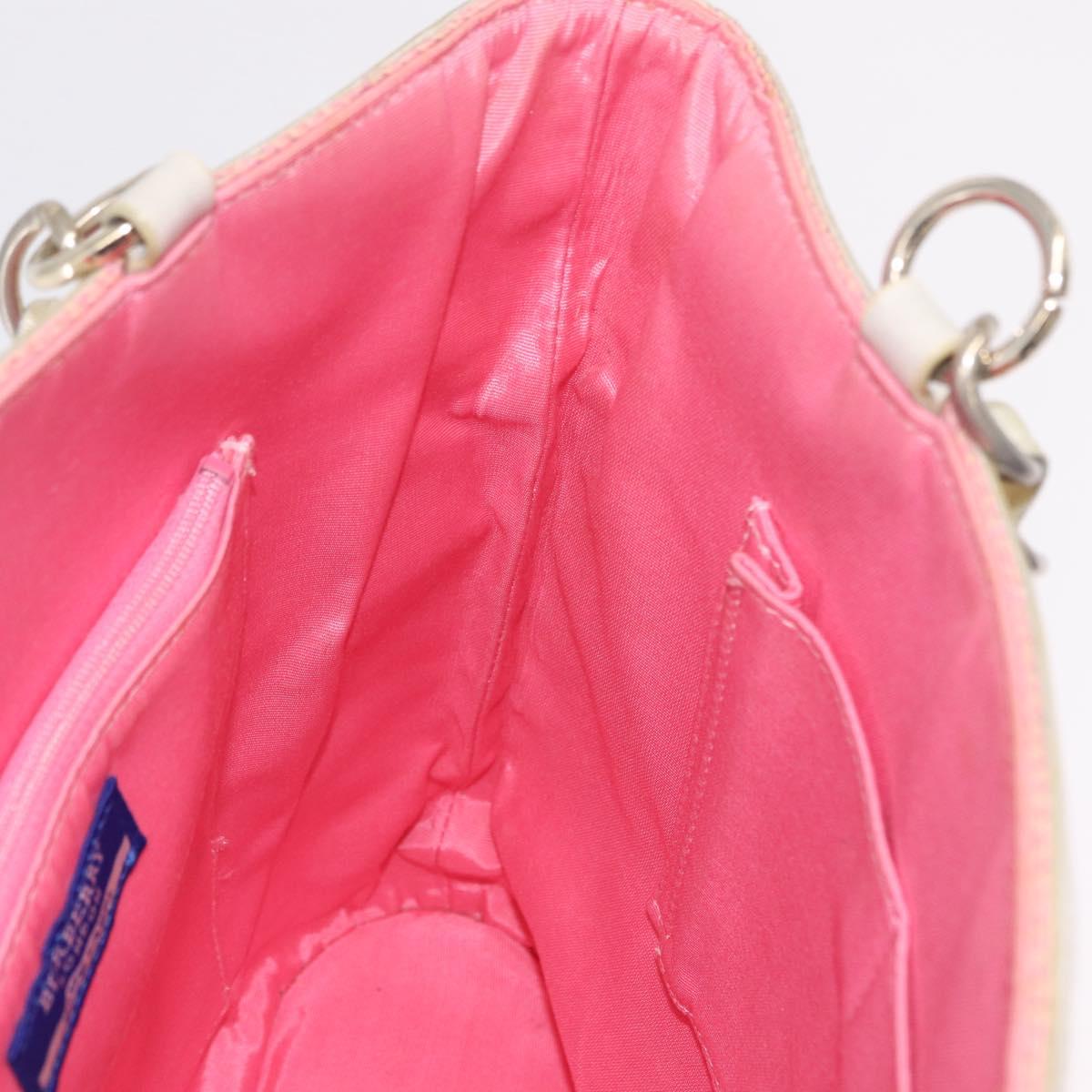 BURBERRY Blue Label Chain Tote Bag Raffia Pink Gold Auth 208388A