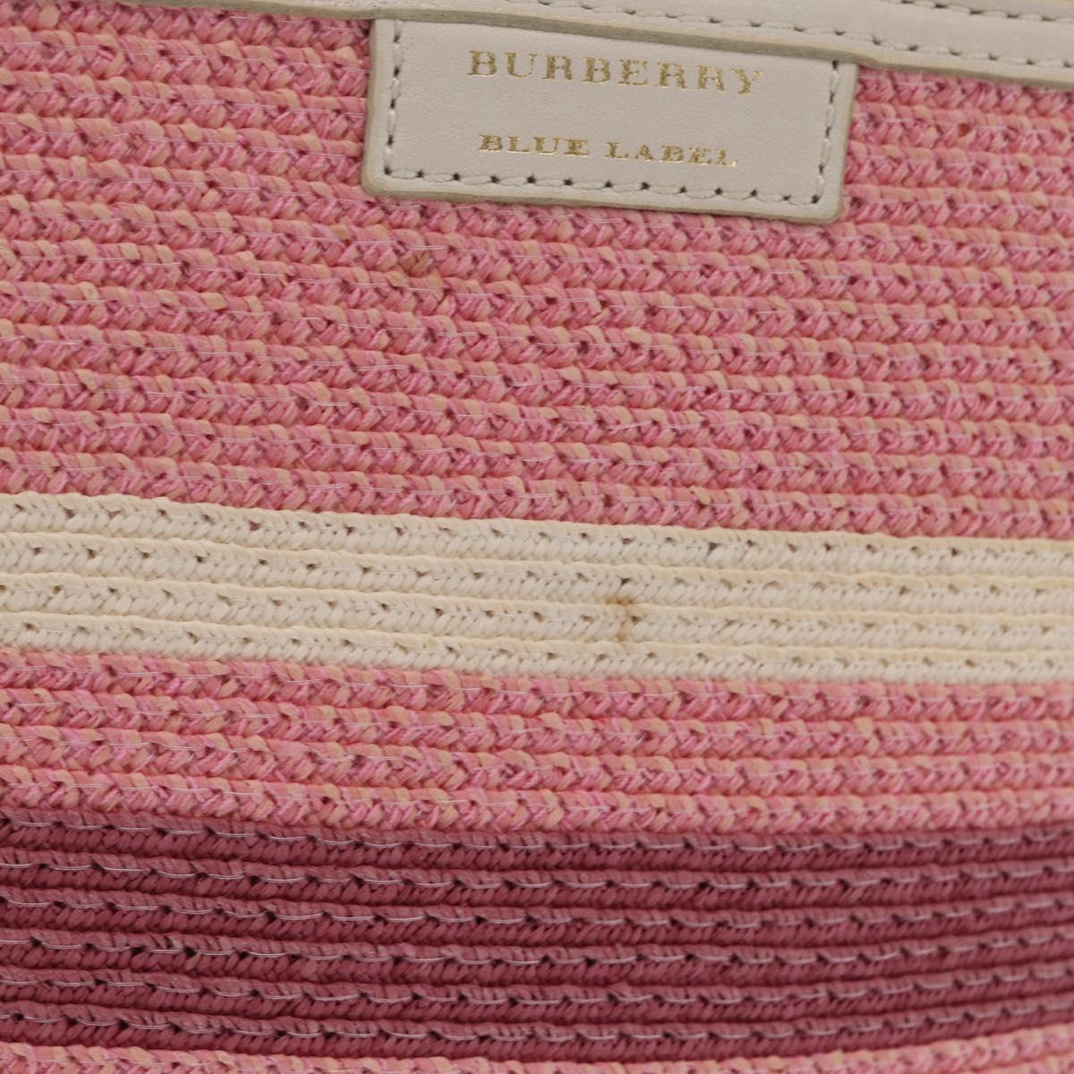 BURBERRY Blue Label Chain Tote Bag Raffia Pink Gold Auth 208388A