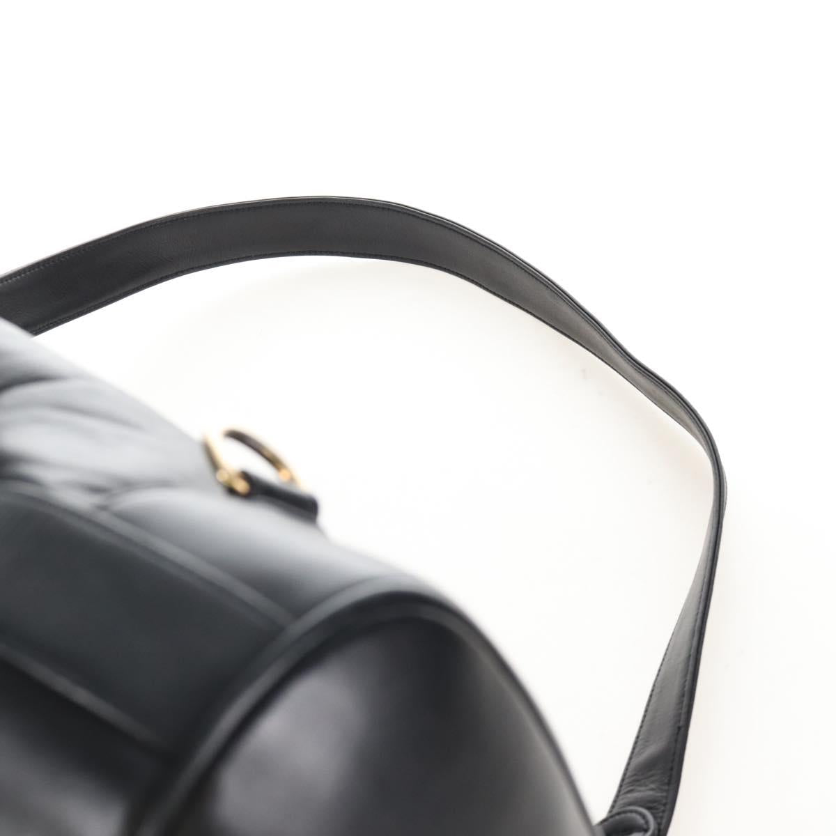 CHANEL Shoulder Bag Lamb Skin Black Gold CC Auth 208393V