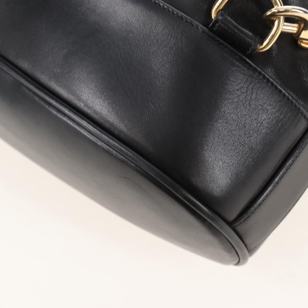 CHANEL Shoulder Bag Lamb Skin Black Gold CC Auth 208393V