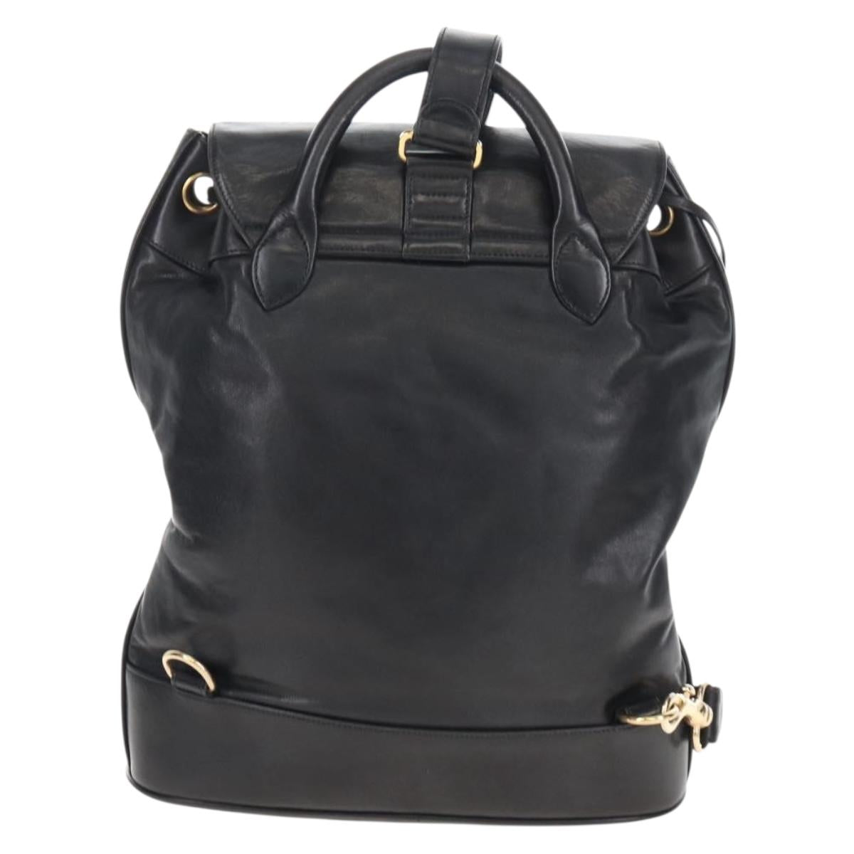 CHANEL Shoulder Bag Lamb Skin Black Gold CC Auth 208393V