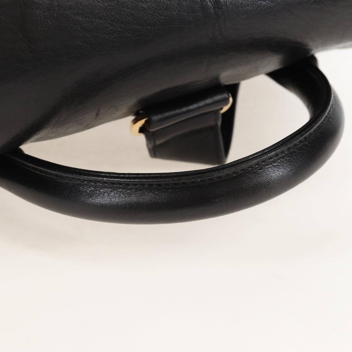 CHANEL Shoulder Bag Lamb Skin Black Gold CC Auth 208393V