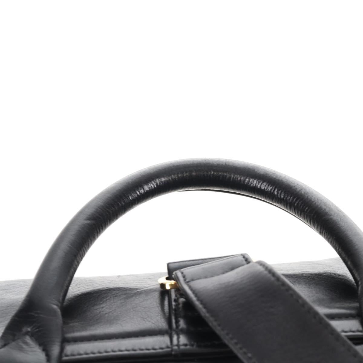 CHANEL Shoulder Bag Lamb Skin Black Gold CC Auth 208393V