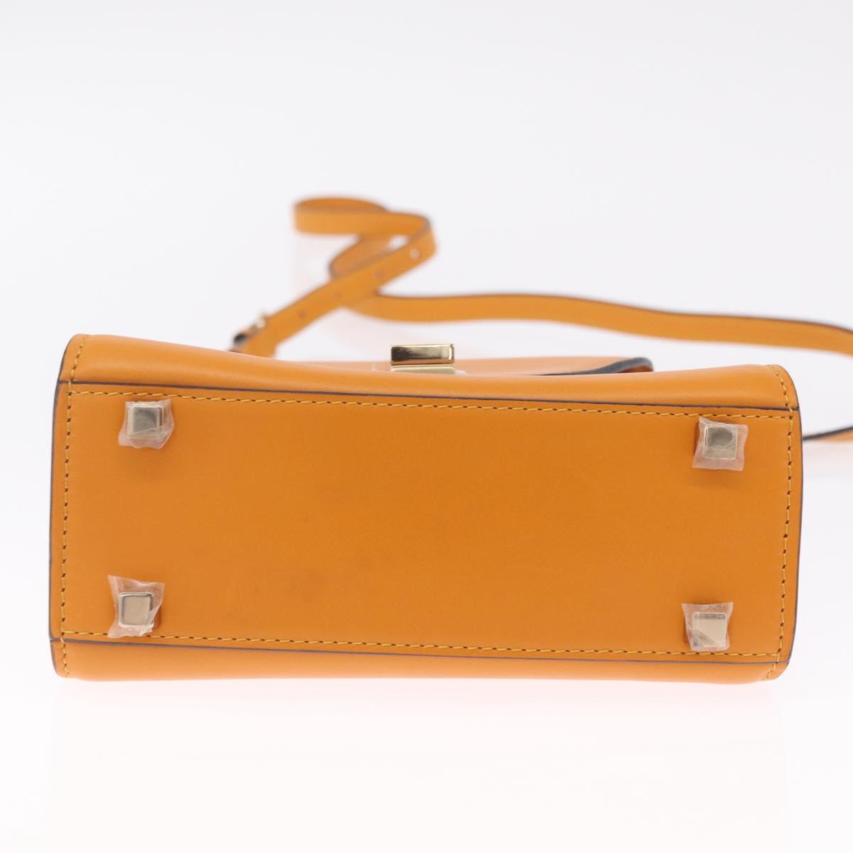 Valextra Micro Igide Hand Bag Leather 2way Orange Silver Auth 208395V
