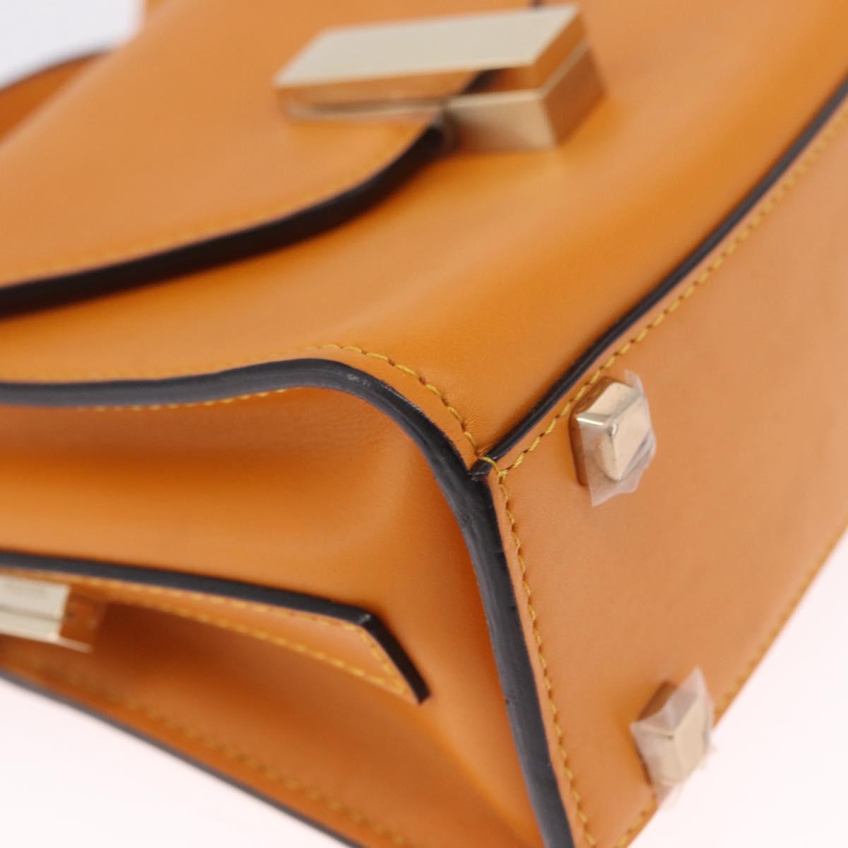 Valextra Micro Igide Hand Bag Leather 2way Orange Silver Auth 208395V