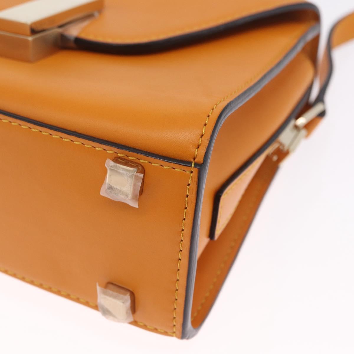 Valextra Micro Igide Hand Bag Leather 2way Orange Silver Auth 208395V