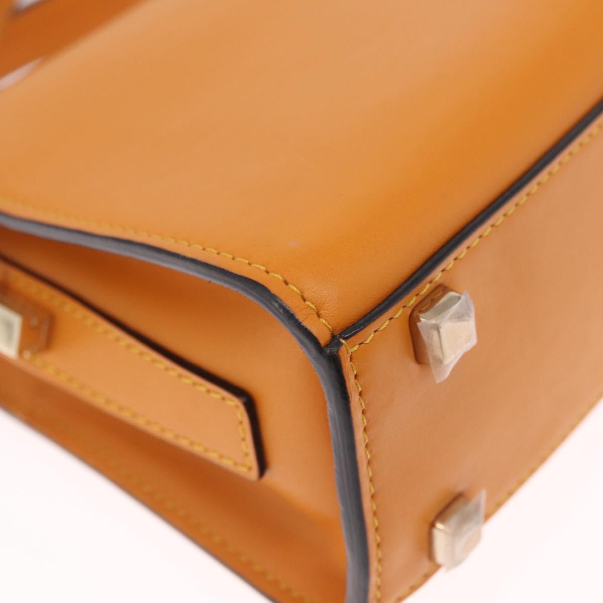 Valextra Micro Igide Hand Bag Leather 2way Orange Silver Auth 208395V