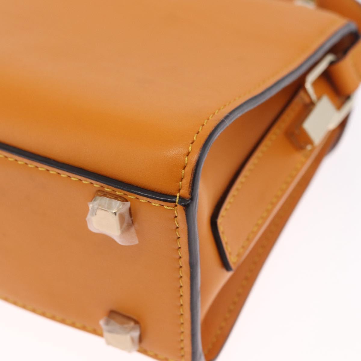 Valextra Micro Igide Hand Bag Leather 2way Orange Silver Auth 208395V