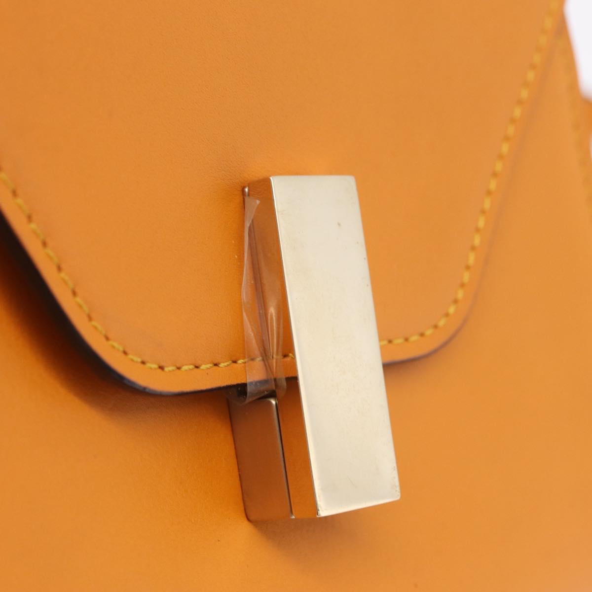 Valextra Micro Igide Hand Bag Leather 2way Orange Silver Auth 208395V