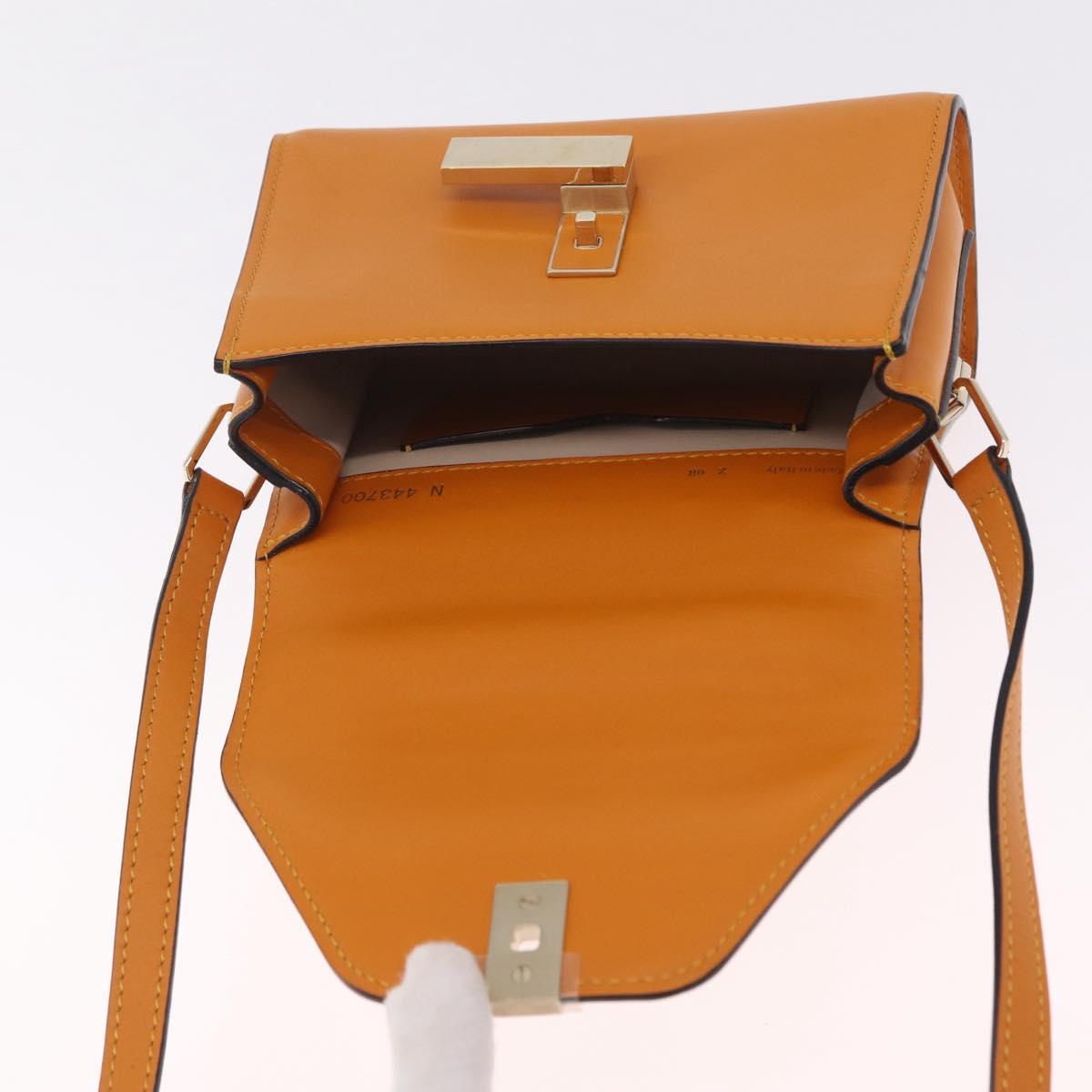 Valextra Micro Igide Hand Bag Leather 2way Orange Silver Auth 208395V