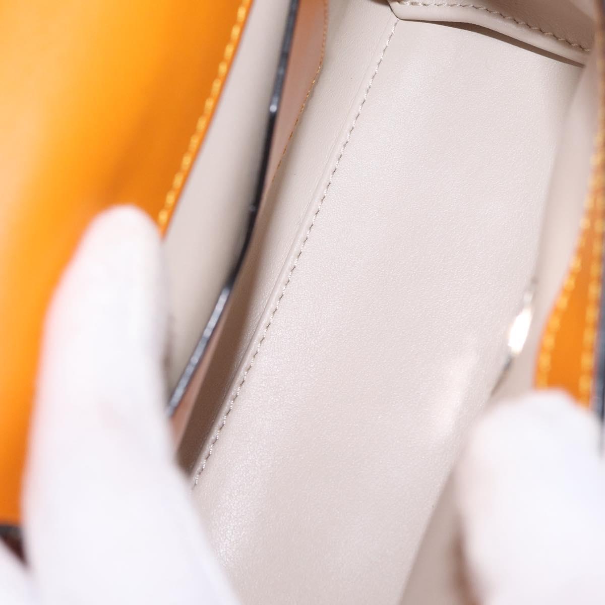 Valextra Micro Igide Hand Bag Leather 2way Orange Silver Auth 208395V