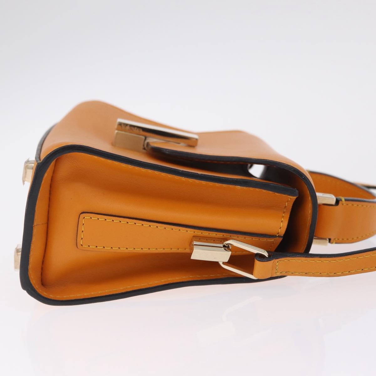 Valextra Micro Igide Hand Bag Leather 2way Orange Silver Auth 208395V
