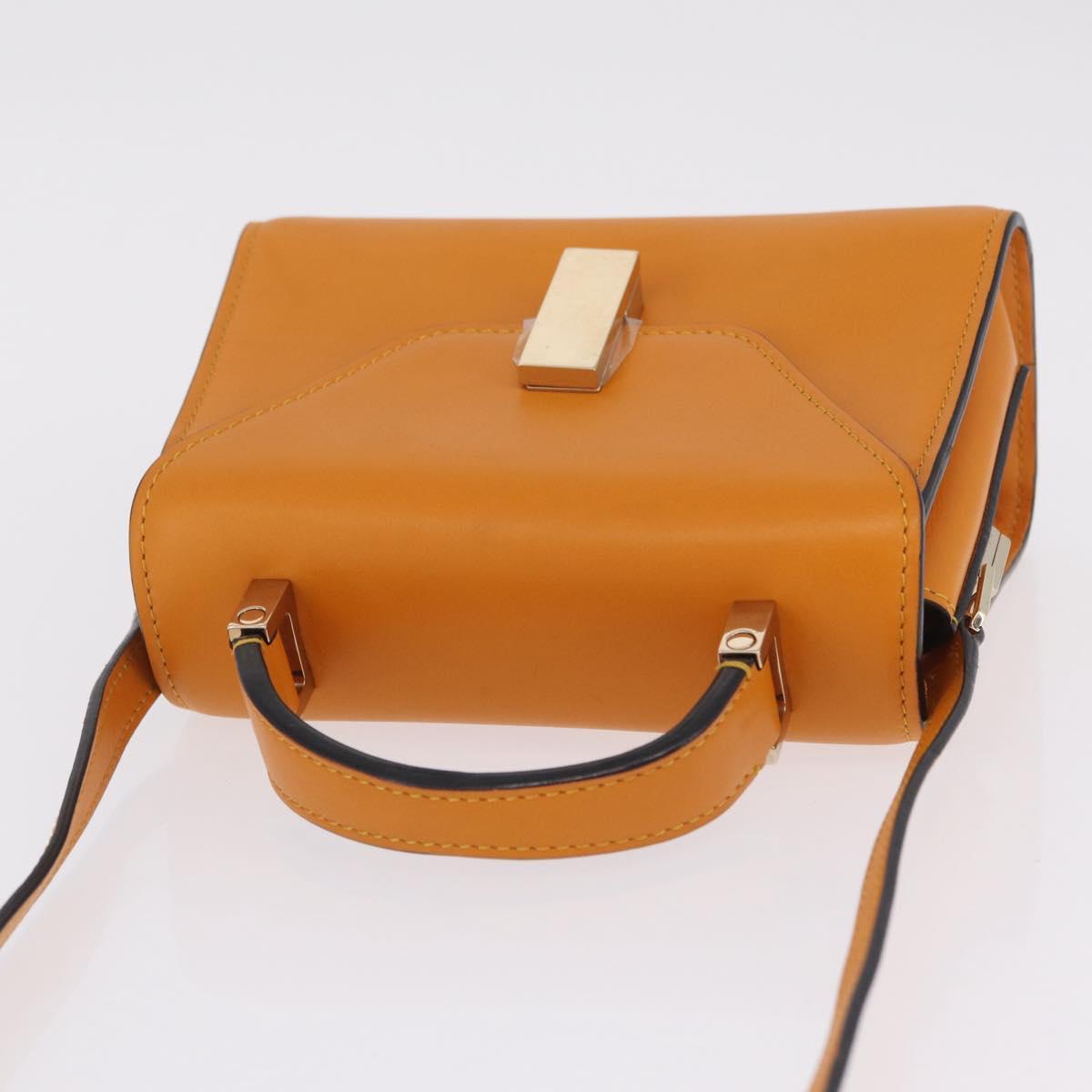 Valextra Micro Igide Hand Bag Leather 2way Orange Silver Auth 208395V
